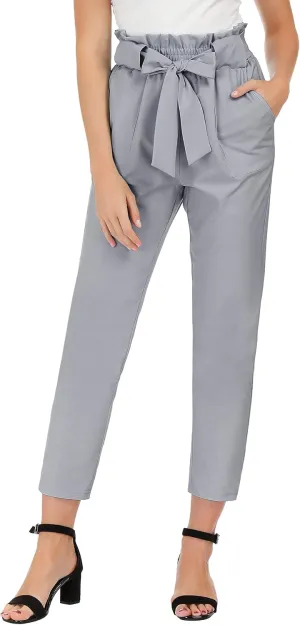 GRACE KARIN Women's Cropped Paper Bag Waist Pants with Pockets