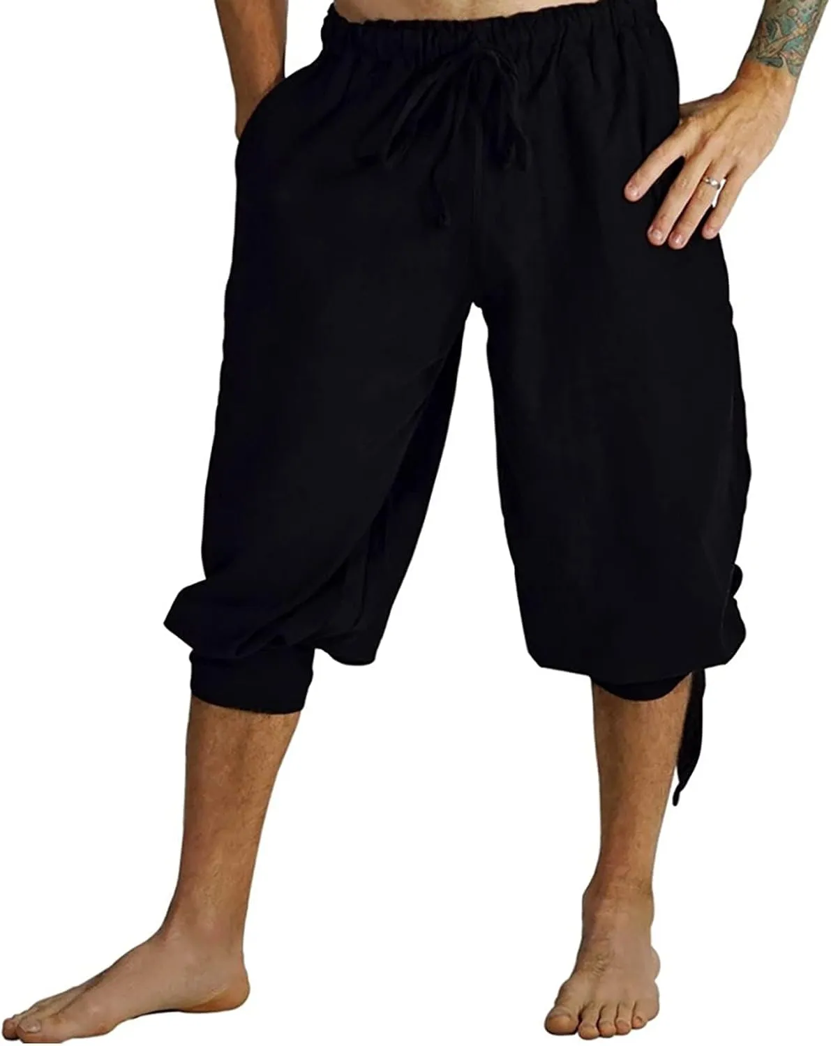 GRAJTCIN Medieval Pirate Pants Men Short Renaissance Viking Lace Up Cosplay