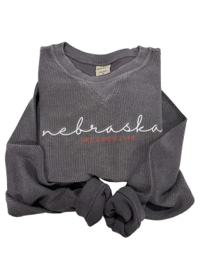 Grey Boxy Nebraska Corded Crew