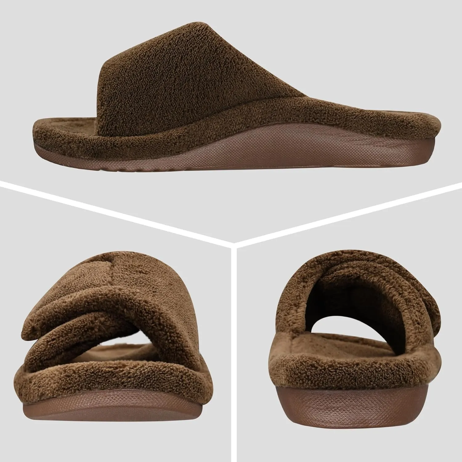 GRITHEIM Women's Orthotic Arch Support Slippers Fuzzy Adjustable Orthopedic Slippers for Plantar Fasciitis Furry Slide for Ladies
