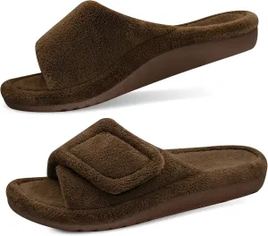GRITHEIM Women's Orthotic Arch Support Slippers Fuzzy Adjustable Orthopedic Slippers for Plantar Fasciitis Furry Slide for Ladies