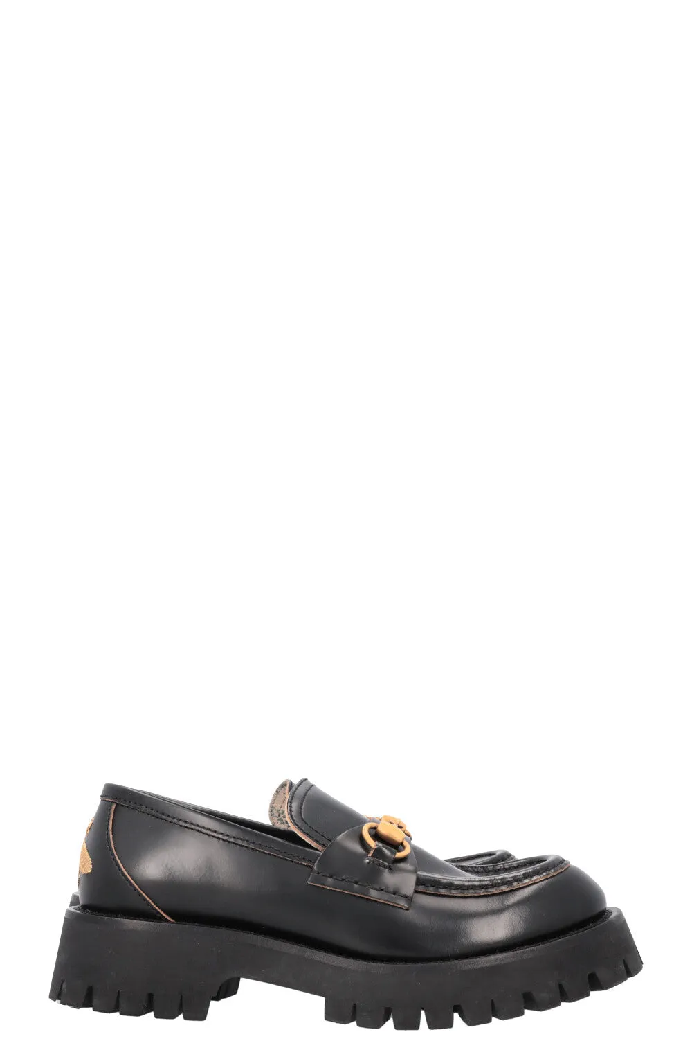 GUCCI Bee Embroidered Horsebit Plateau Loafers Black