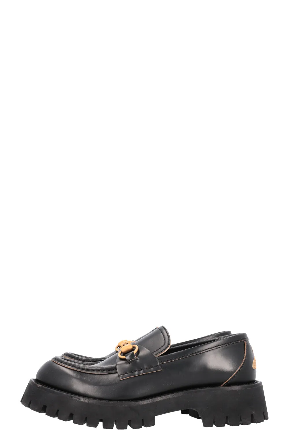 GUCCI Bee Embroidered Horsebit Plateau Loafers Black