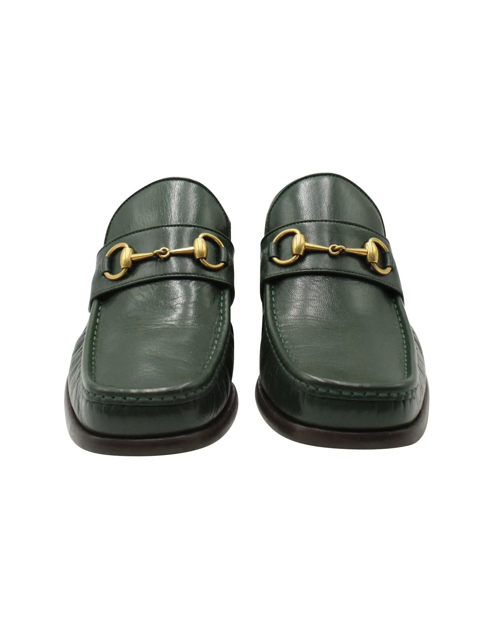 Gucci Horsebit Loafers in Dark Green Calf Leather
