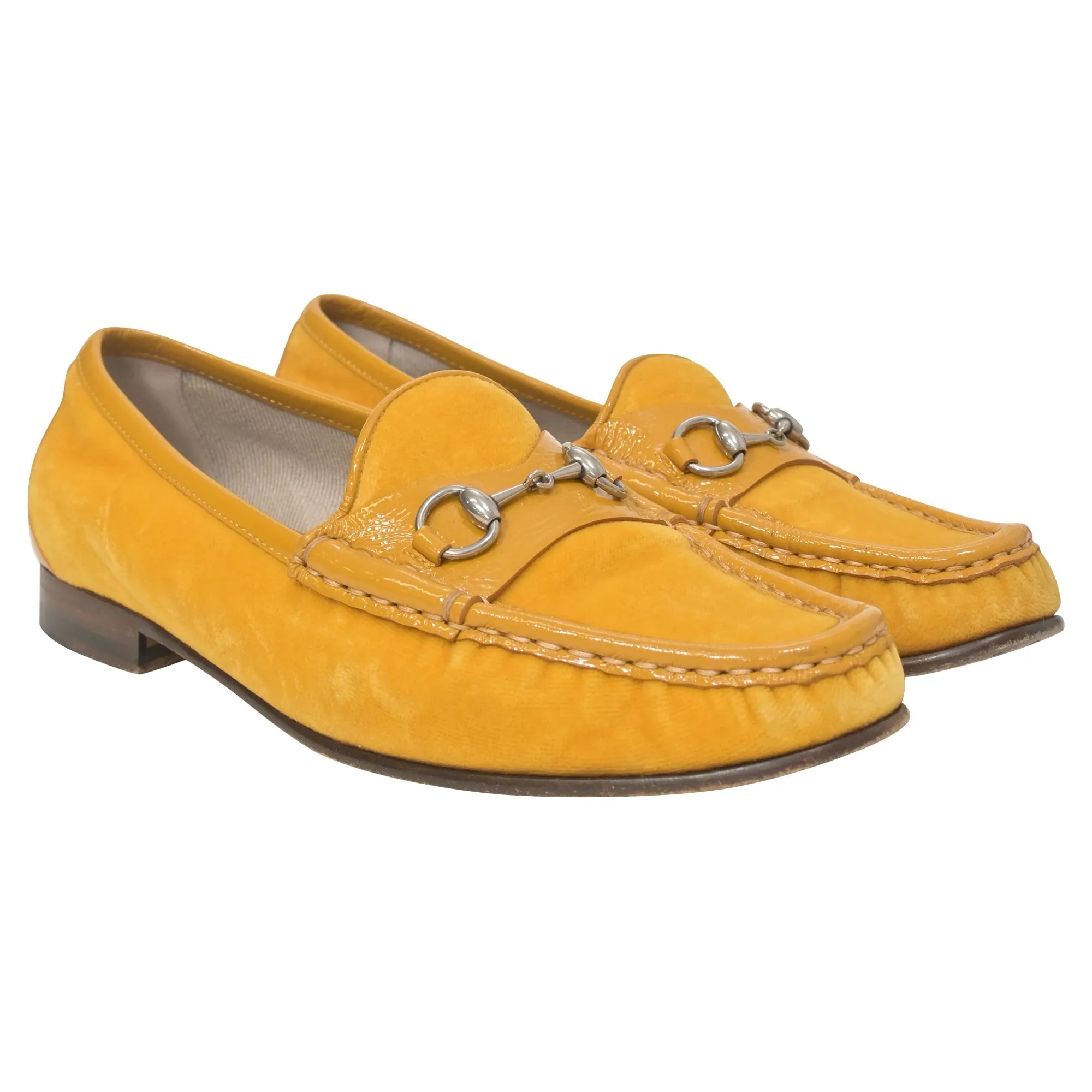 Gucci Horsebit Loafers in Yellow Suede