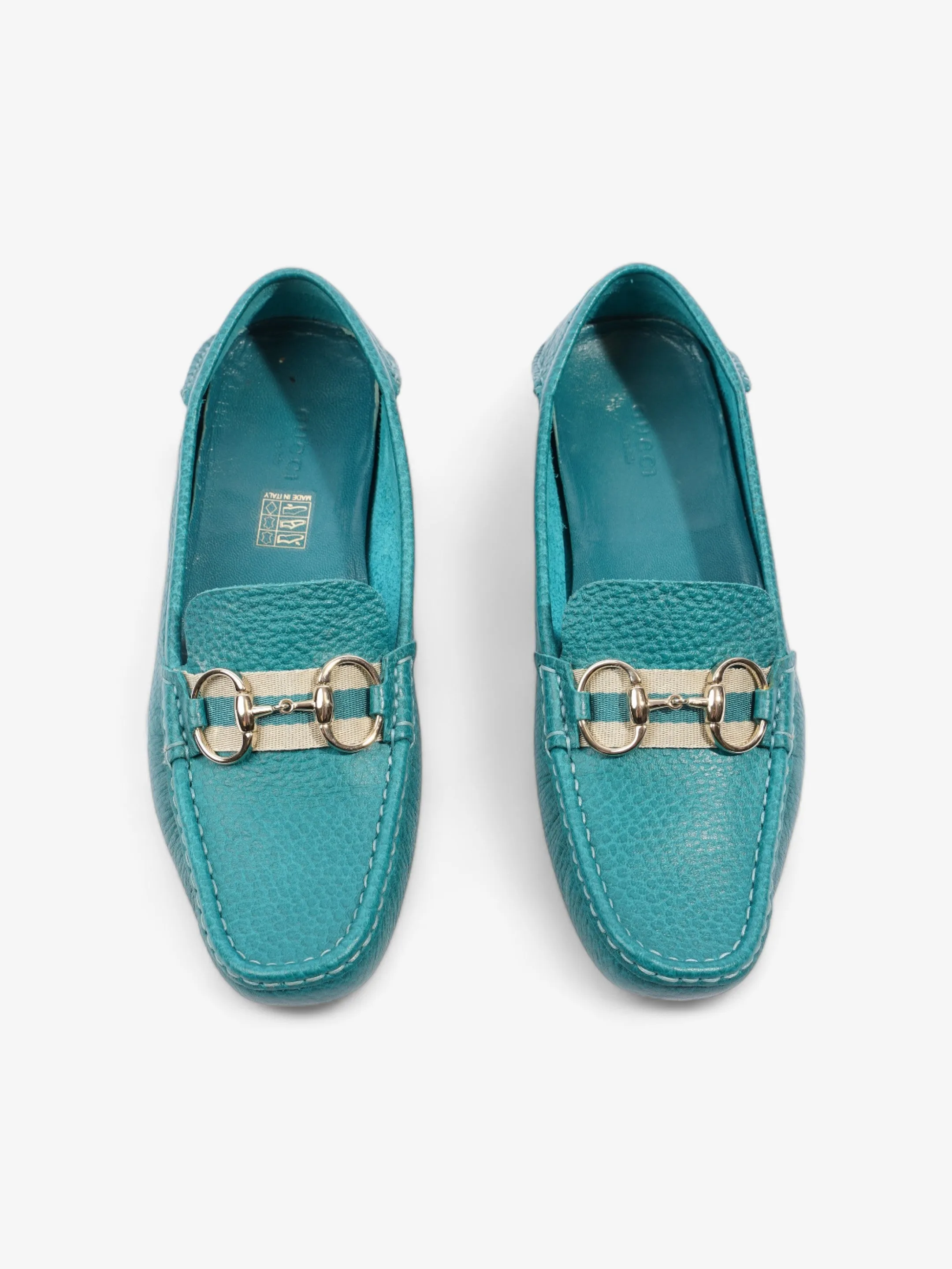 Gucci Horsebit Slip On Loafers Turquoise Blue  Leather EU 39 UK 6