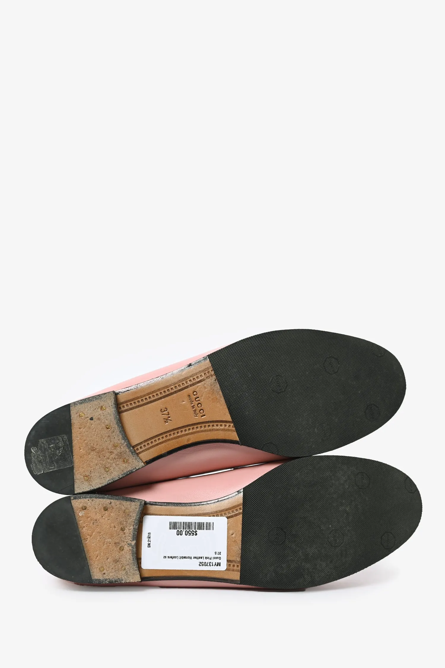 Gucci Pink Leather Horsebit Loafers Size 37.5