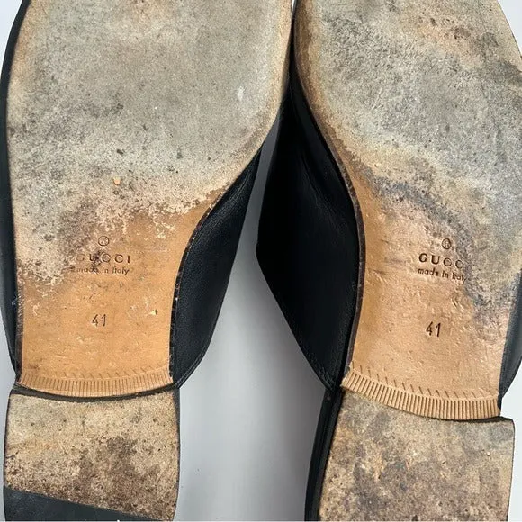Gucci Princetown Horsebit Rose Embroidered Leather Mules