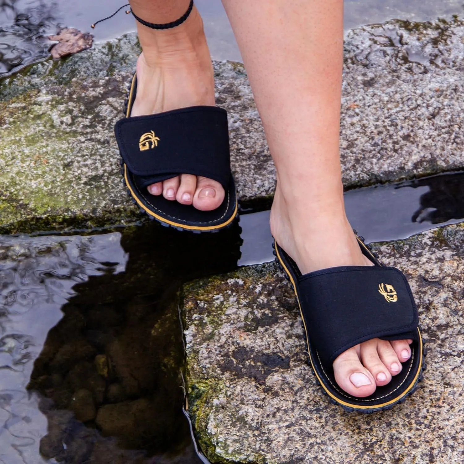 Gumbies Strider Unisex Slides, with Supersoft Cotton Adjustable Strap, Cotton Footbed & Recycled Rubber Sole - Comfort Guaranteed
