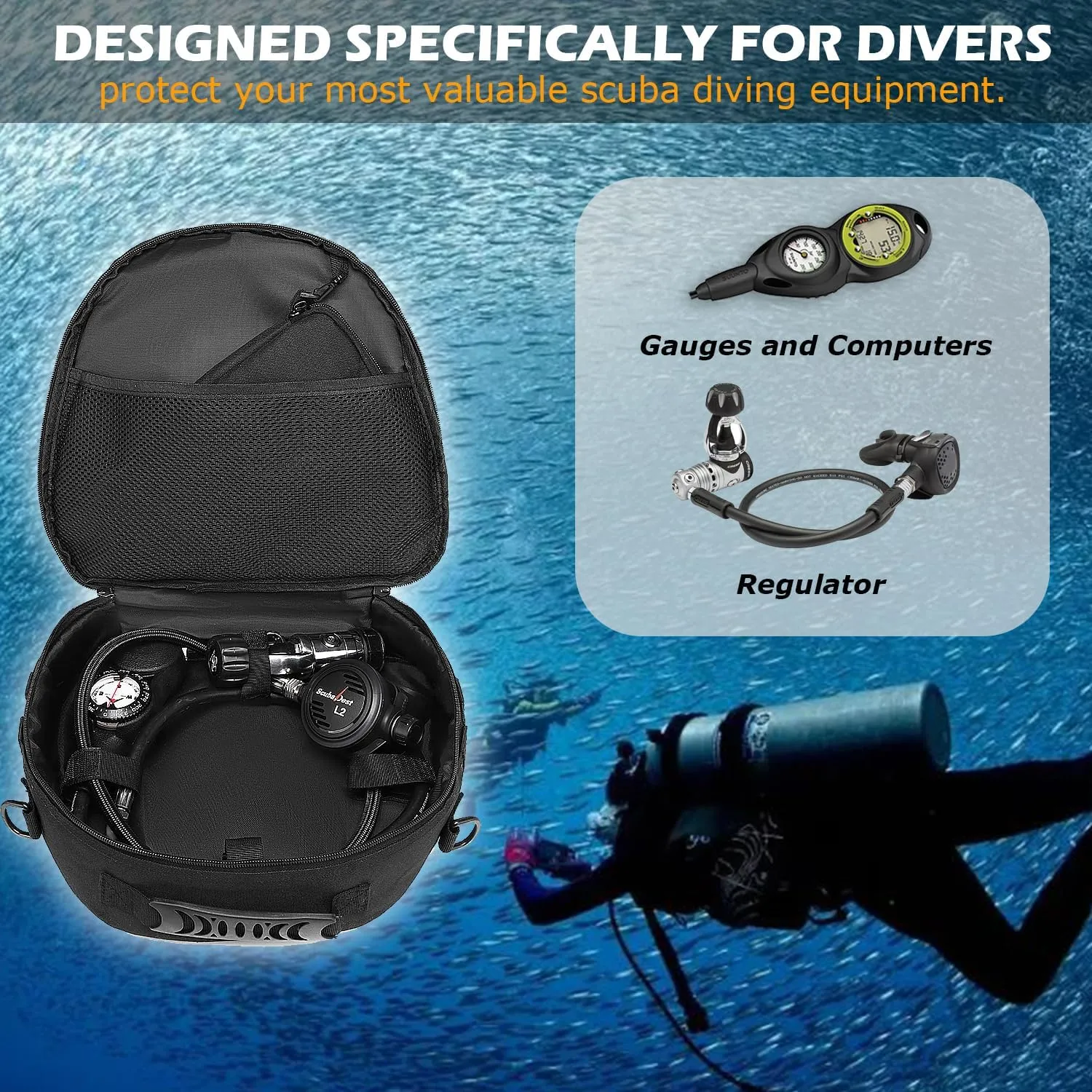 HAMBOLY Scuba Regulator Bag Padded Diving Regulator Protective Case Diving Snorkeling Gear Storage Carry Pouch