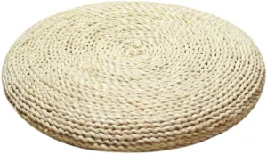 Handcrafted Eco-Friendly Breathable Padded Knitted Straw Flat Seat Cushion/Straw futon Cushion (Round Silk Wadding Filling 45cm(17.72in) 1 pcs