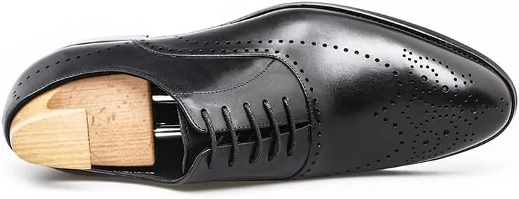 Handmade Brogues Oxford Shoes Genuine Leather Calfskin Leather Lace-up Brogue Dress Shoes Classic Business Formal Shoes Man Handcrafted Mens