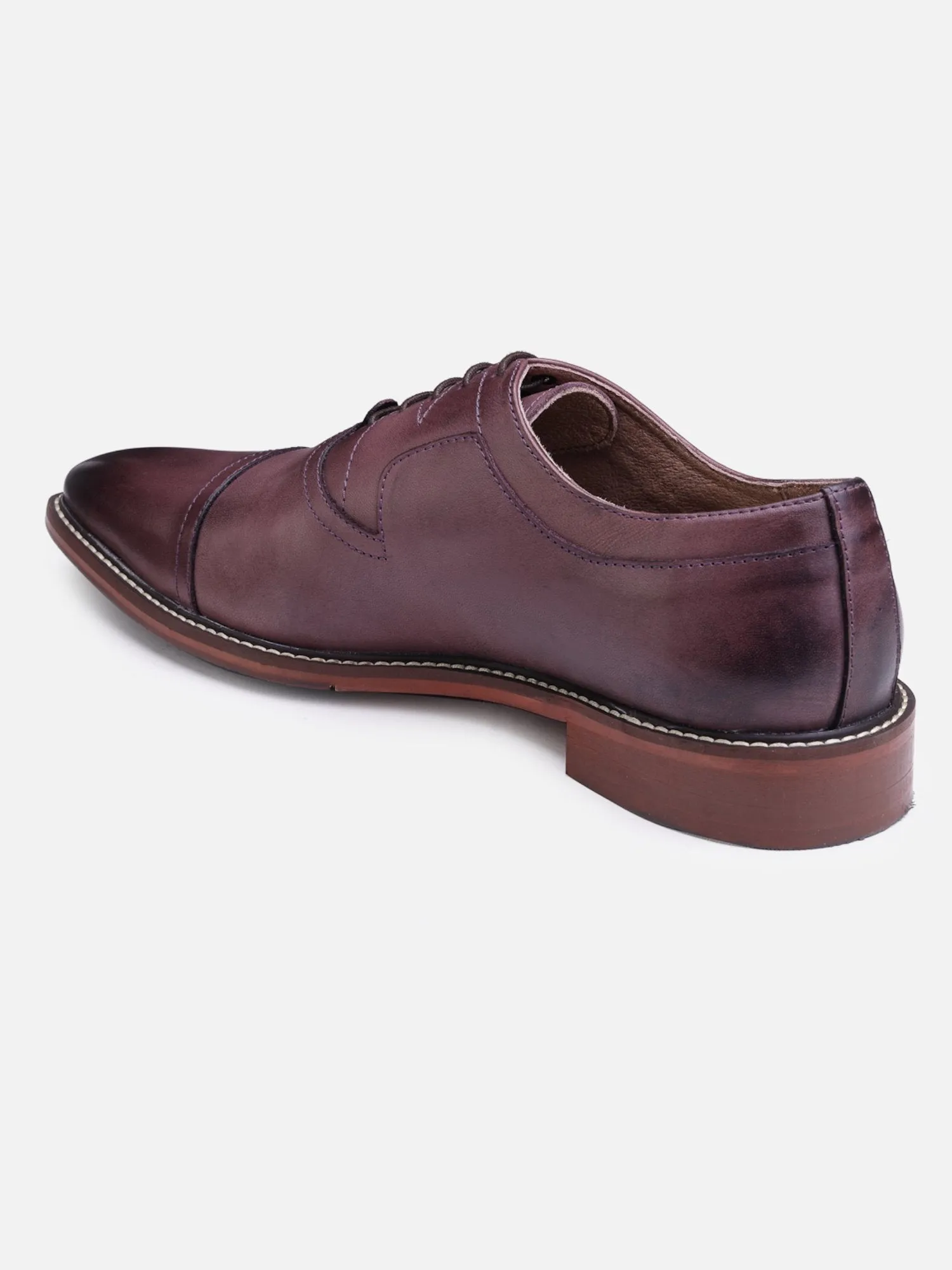 Hats Off Accessories Luxe Genuine Leather Formal Brown Oxford Shoes With Cap Toe