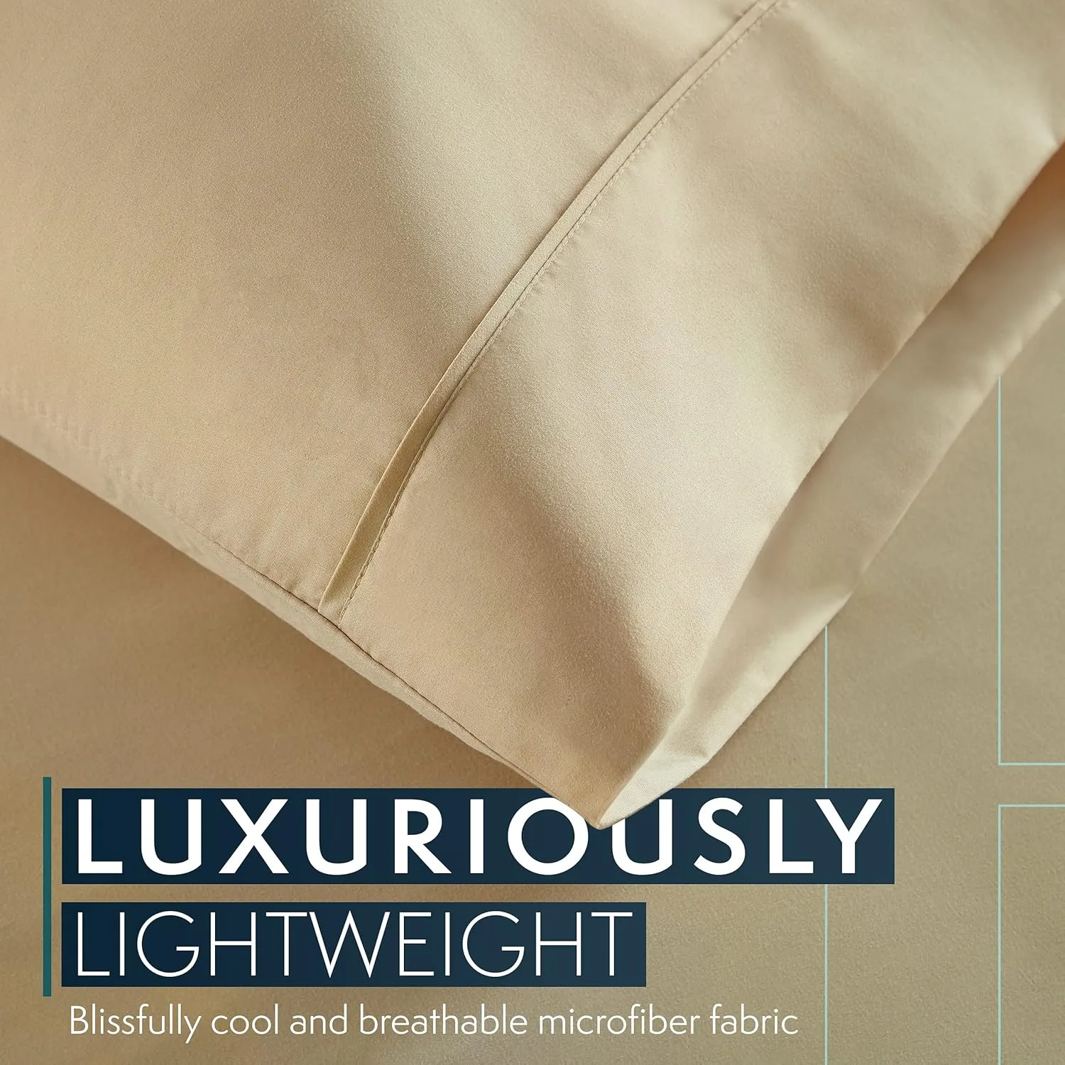 HC COLLECTION Twin Sheets Set, 3 pc Bed Sheets & Pillowcase Set - Machine Washable for Easy Care - Soft & Breathable All Season Microfiber Sheets with Deep Pockets - Beige
