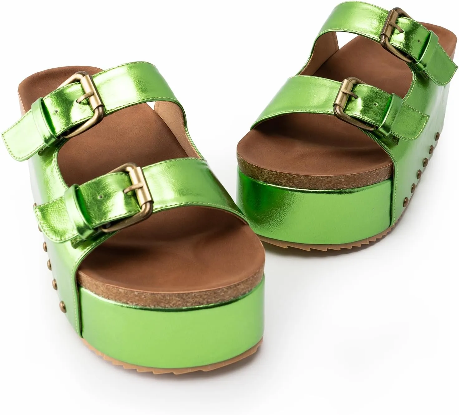 heelchic Platform Sandals Women, Chunky Platform Wedges with Arch Support, Big Buckle Casual Open Toe Slide Sandals