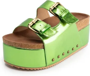 heelchic Platform Sandals Women, Chunky Platform Wedges with Arch Support, Big Buckle Casual Open Toe Slide Sandals