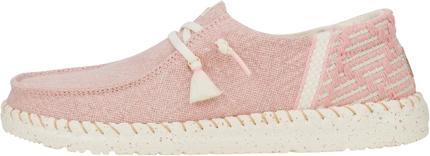 HEYDUDE Wendy Funk Coastal Jute Pink Size 8, Women’s Shoes, Women’s Slip-on Loafers, Comfortable & Light-Weight