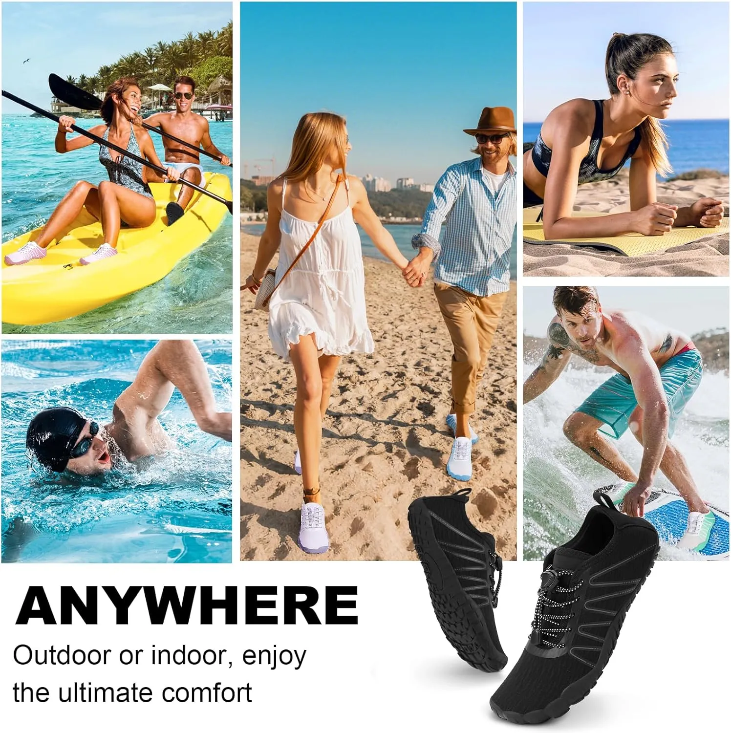 Hike Barefoot Water Shoes Women Men, Pro Grounded Footwear Womens Mens Breathable Wide Toe Box Grounding Unisex for Outdoor Beach Swim Pool Hiking Kayaking Surfing