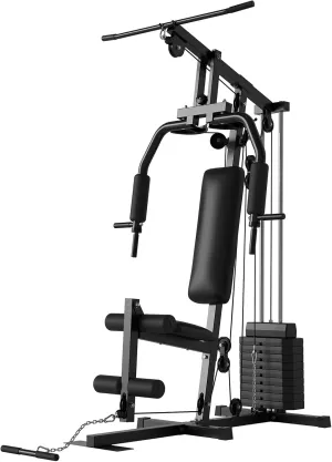 Home Gym Equipment Multifunctional Full Body Exercise Workout Station Fitness with Leg Press, LAT Pull Down System, Chest Presses, All in One Home Gym Machine with 100LBS Weight Stack