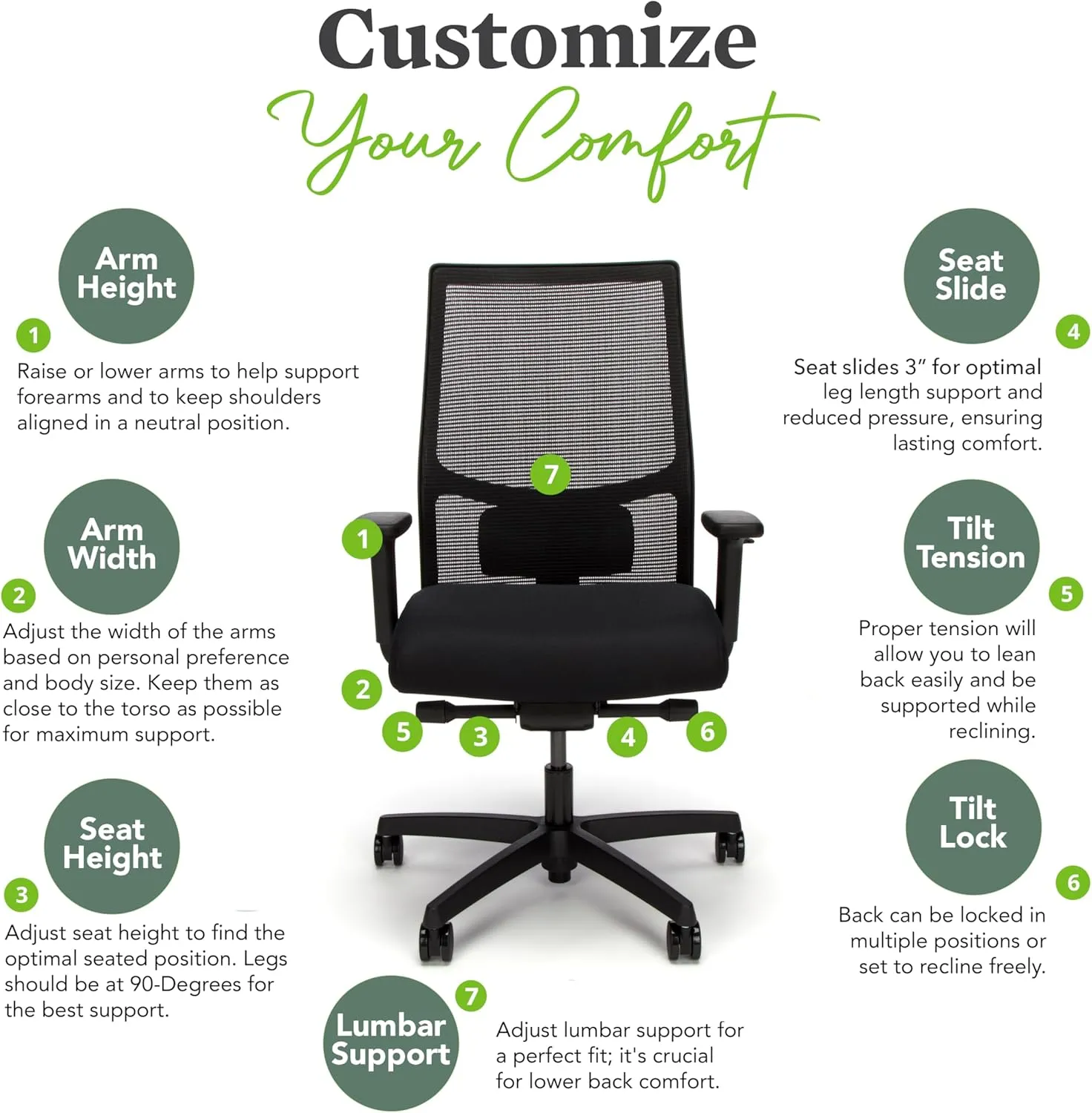 HON Ignition 2.0 Ergonomic Office Chair - Tilt Recline, Swivel Wheels, Comfortable for Long Hours in Home Office & Task Work, Executive, Blue