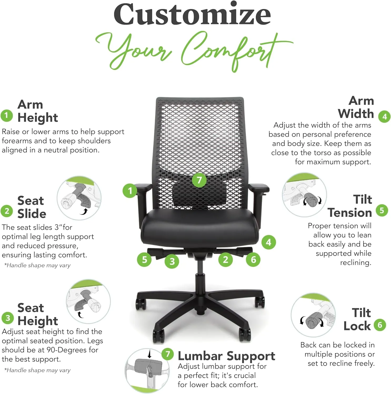 HON Ignition 2.0 ReActiv Ergonomic Office Chair with Lumbar Support, Synchro-Tilt Recline, Breathable Flex-Back Support for Office Chair, Blue