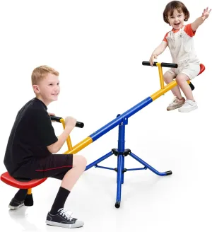 HONEY JOY Kids Seesaw Teeter Totter, 2-Person Heavy Duty Metal Playground Equipment for Backyard, 360 Degree Rotation Fun for Toddlers Boys Girls Age 3-8, Teeter Totter for Kids Outdoor(Metal Blue)