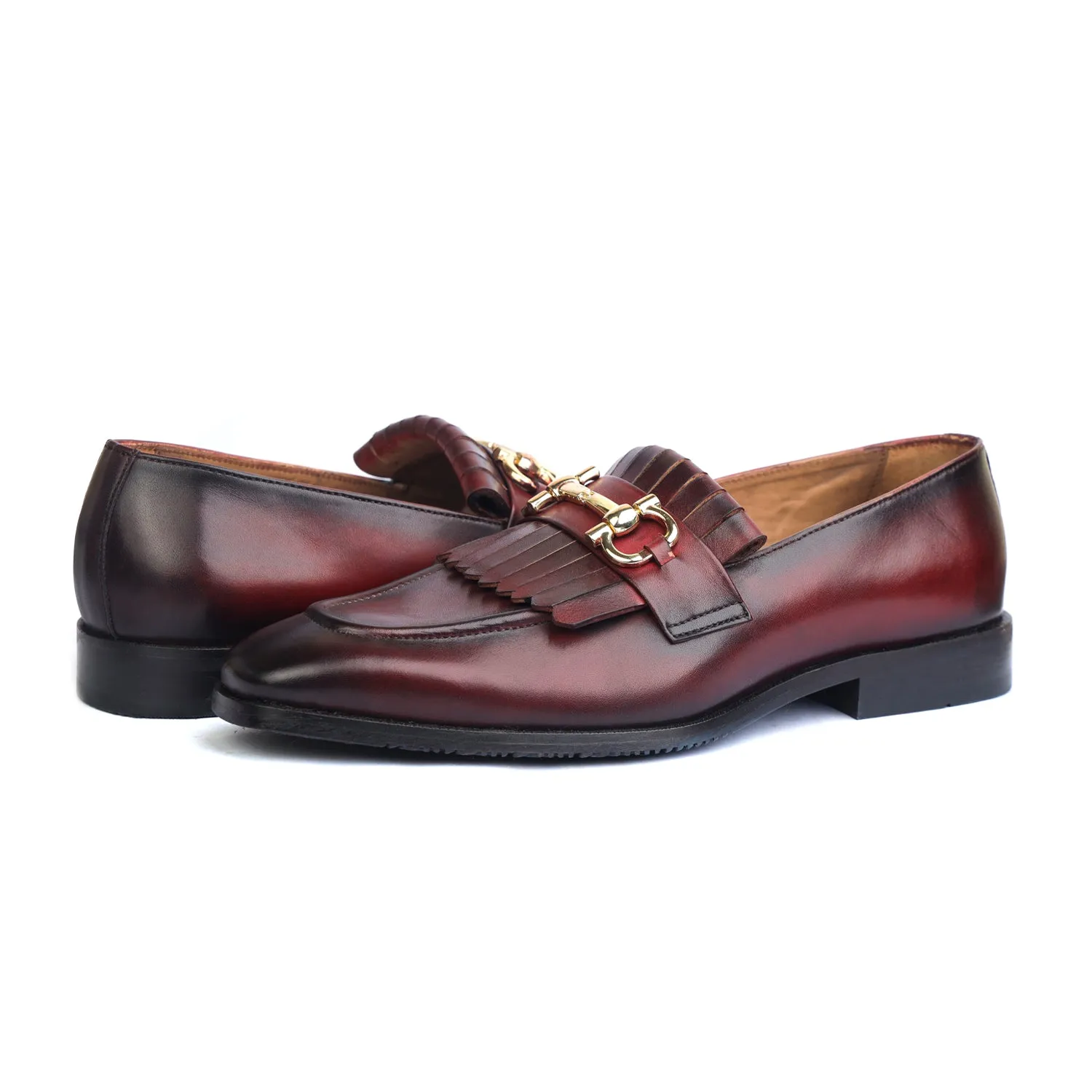 Horsebit Loafers With Fringes Brodo