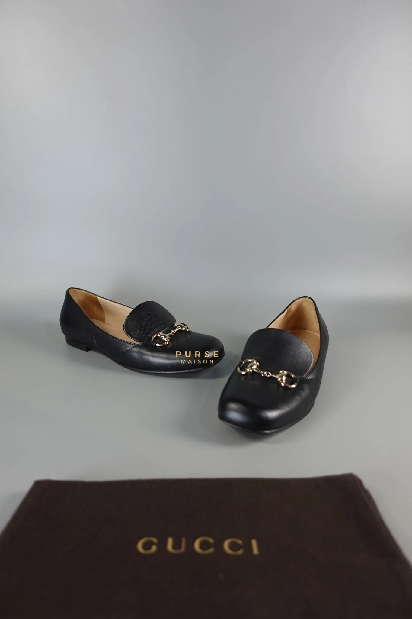 Horsebit Toe Leather Black Loafers Size 36.5 EU (22.5cm)