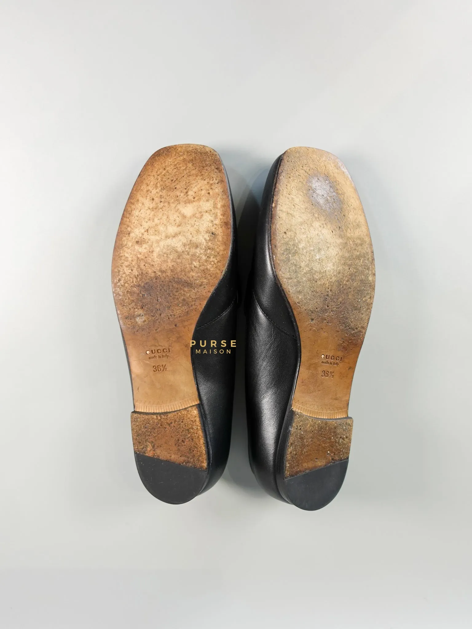 Horsebit Toe Leather Black Loafers Size 36.5 EU (22.5cm)