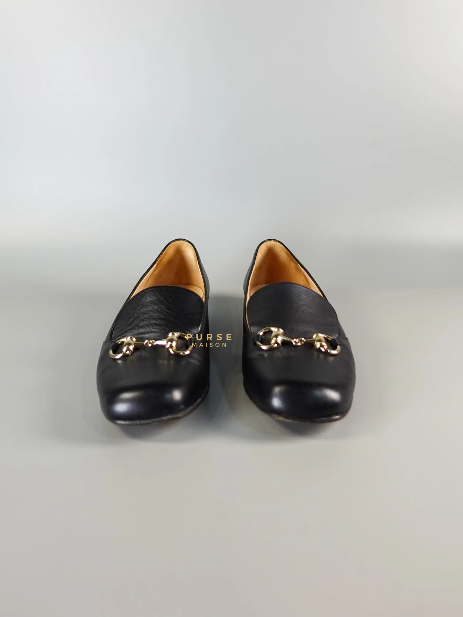 Horsebit Toe Leather Black Loafers Size 36.5 EU (22.5cm)