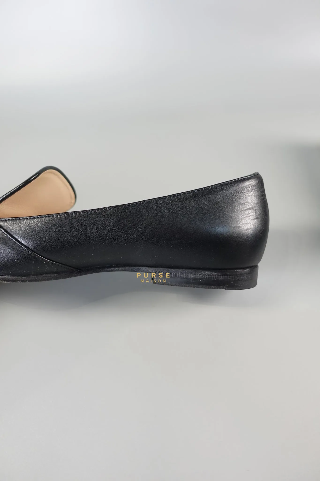 Horsebit Toe Leather Black Loafers Size 36.5 EU (22.5cm)