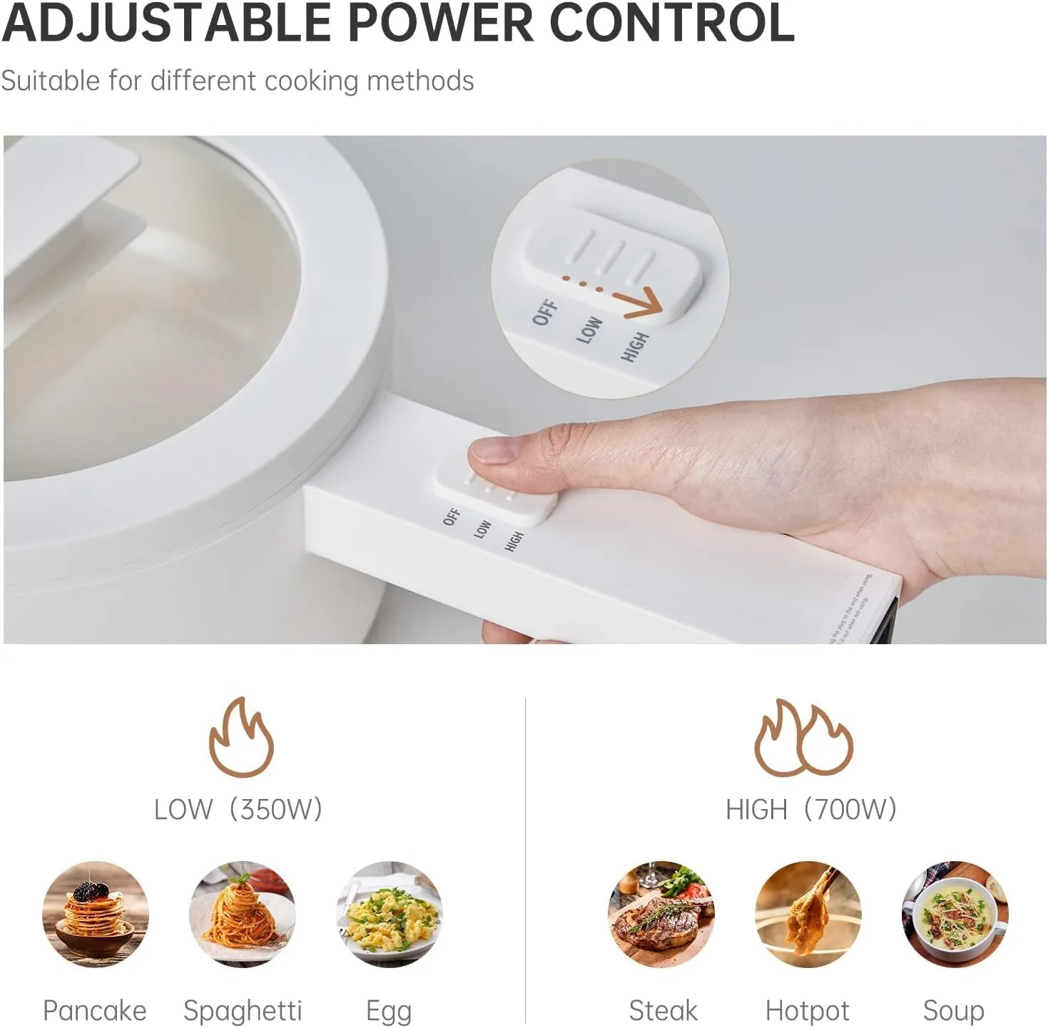 Hot Pot Electric, 1.5L Ceramic Glaze Non-stick Mini Electric Pot, Portable Electric Hot Pot for for Steak, Egg, Fried Rice, Ramen, Oatmeal, Soup with 2 Power Adjustment, dorm room essentials
