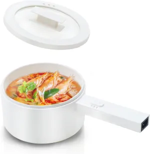 Hot Pot Electric, 1.5L Ceramic Glaze Non-stick Mini Electric Pot, Portable Electric Hot Pot for for Steak, Egg, Fried Rice, Ramen, Oatmeal, Soup with 2 Power Adjustment, dorm room essentials