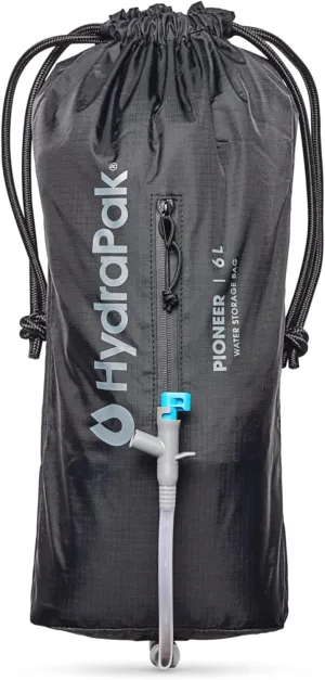 Hydrapak Pioneer - Collapsible Water Storage and Dispensing System (6L or 10L) - BPA & PVC Free Camping Hydration Bladder/Reservoir and Sleeve, Black