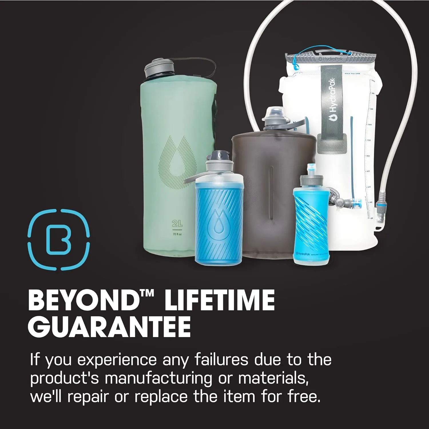 Hydrapak Pioneer - Collapsible Water Storage and Dispensing System (6L or 10L) - BPA & PVC Free Camping Hydration Bladder/Reservoir and Sleeve, Black