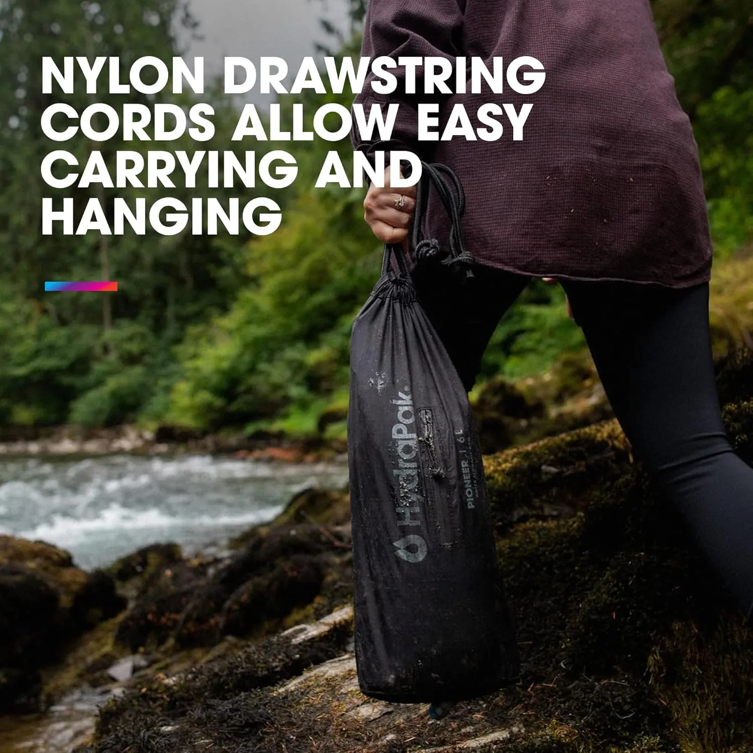 Hydrapak Pioneer - Collapsible Water Storage and Dispensing System (6L or 10L) - BPA & PVC Free Camping Hydration Bladder/Reservoir and Sleeve, Black