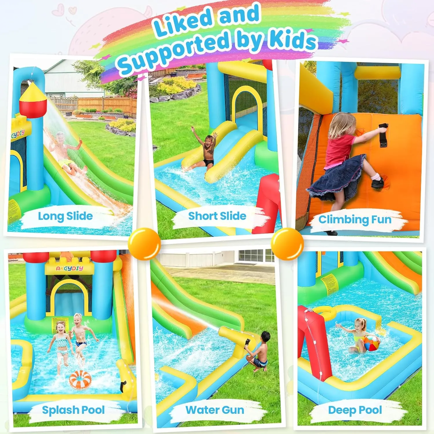 Inflatable Swimming Bounce House Water Slides, 13FTx12.5FT Extra Large Waterslide Jumping Castle with Kids Deep Pool, Basketball Hoop Heavy-Duty for Kids Backyard Big Party