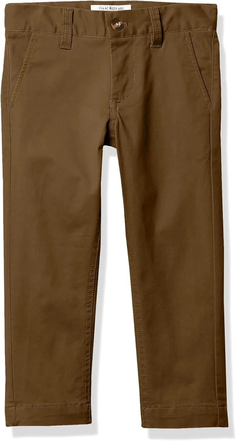 Isaac Mizrahi Boy's Slim Fit Adjustable Waist Stretch Cotton Pant