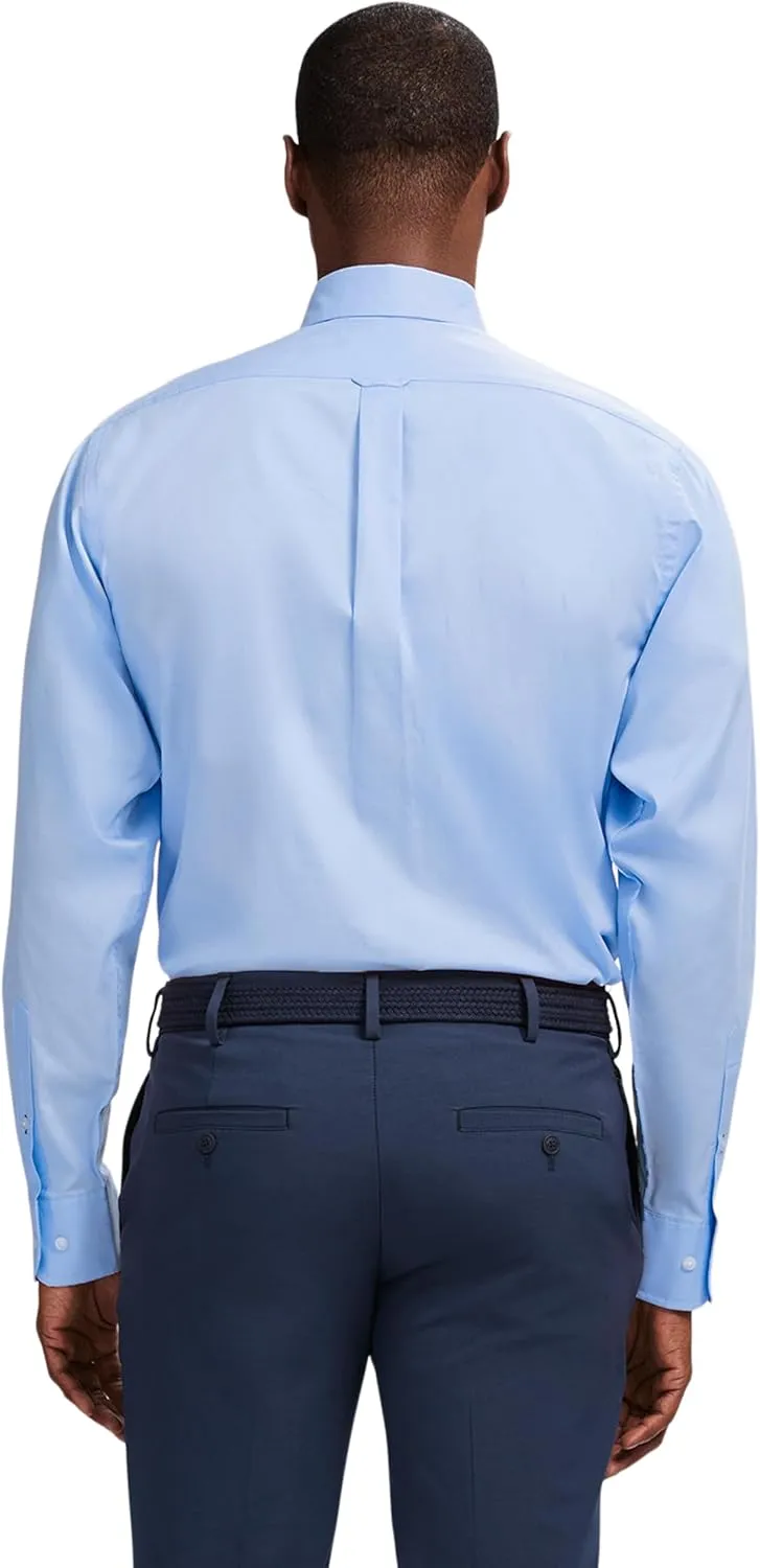 IZOD Men's Dress Shirt Classic Fit Pinpoint Oxford Long Sleeve All Over Stretch Button Down Collar