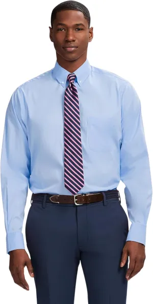 IZOD Men's Dress Shirt Classic Fit Pinpoint Oxford Long Sleeve All Over Stretch Button Down Collar