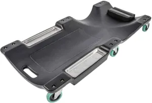 JEGS Low Profile Automotive Creeper - 250 LBS Capacity - 1” Ground Clearance - Black Plastic Construction with Six 3” Caster Wheels - Includes Two Magnetic Trays