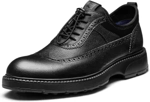 Jepsengord Men's Dress Shoes Casual Genuine Leather Wingtip Oxford Shoes Comfort Formal Business Wedding Derby Sneakers