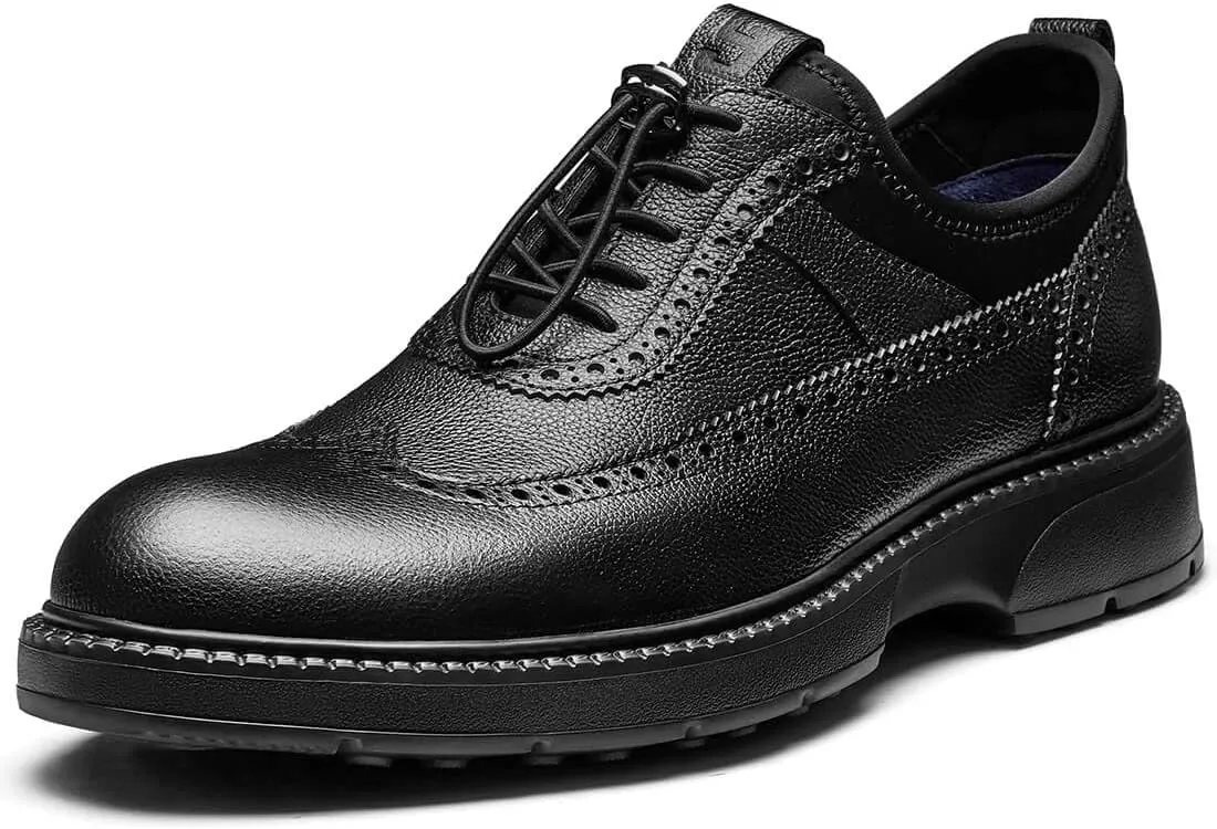 Jepsengord Men's Dress Shoes Casual Genuine Leather Wingtip Oxford Shoes Comfort Formal Business Wedding Derby Sneakers