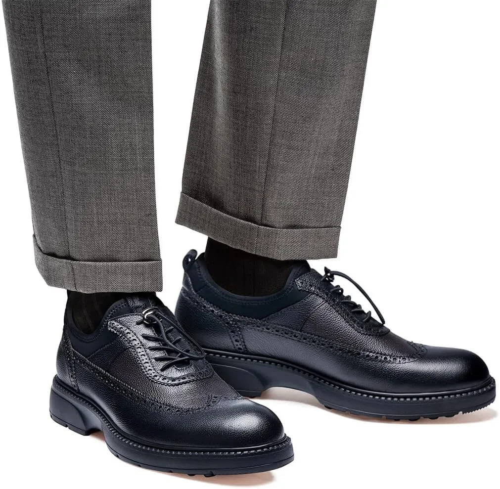 Jepsengord Men's Dress Shoes Casual Genuine Leather Wingtip Oxford Shoes Comfort Formal Business Wedding Derby Sneakers