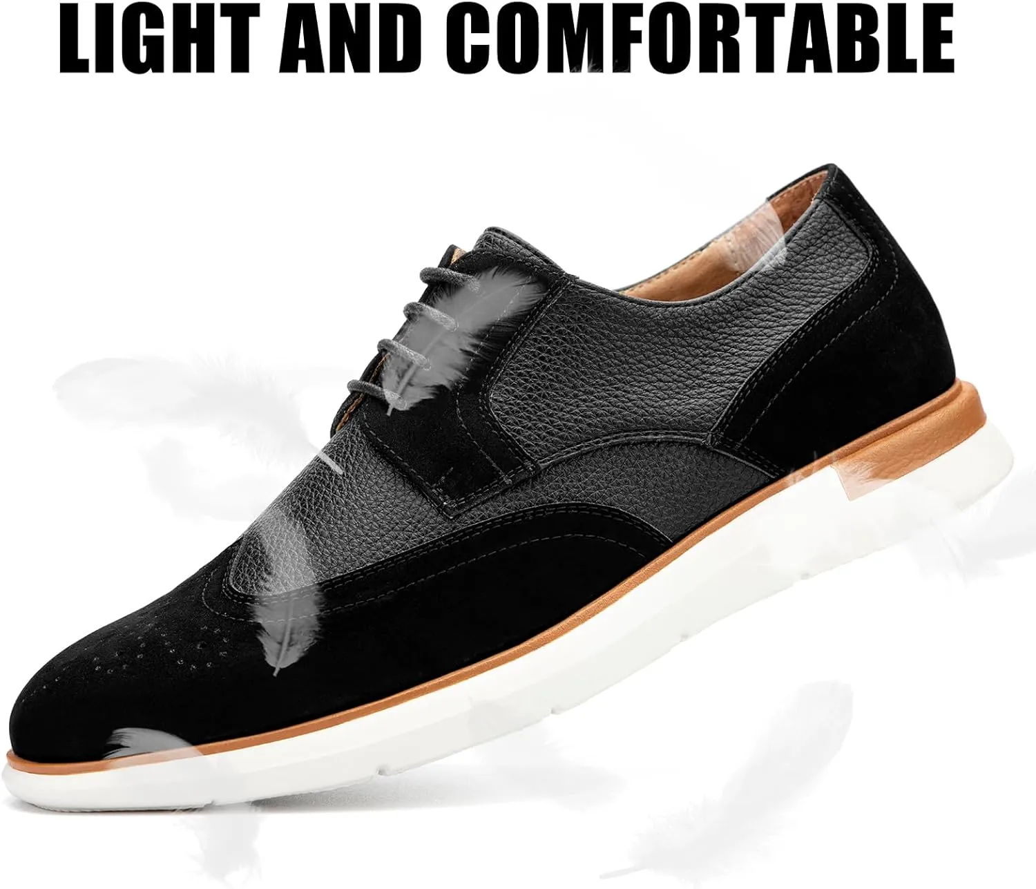 JITAI Men's Casual Oxford Dress Shoes Classic Modern Business Lace-up Wingtip Shoes