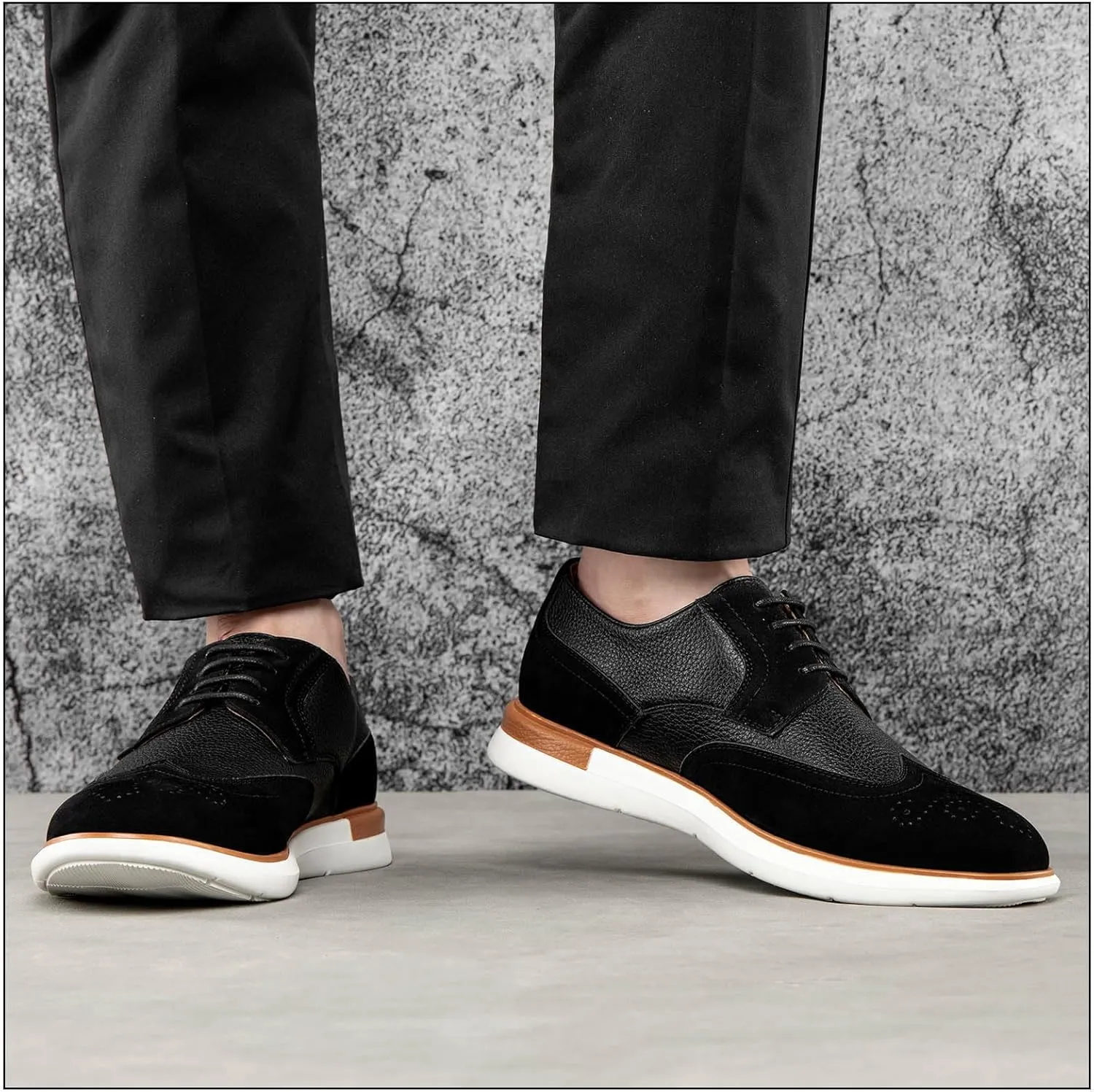 JITAI Men's Casual Oxford Dress Shoes Classic Modern Business Lace-up Wingtip Shoes