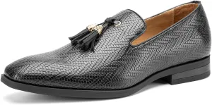 JITAI Men's Slip On Dress Casual Loafers with Tassel and Penny, Perfect for Weddings and Disco Nights, Fashionable Tuxedo Shoes with Comfortable Rubber Sole.