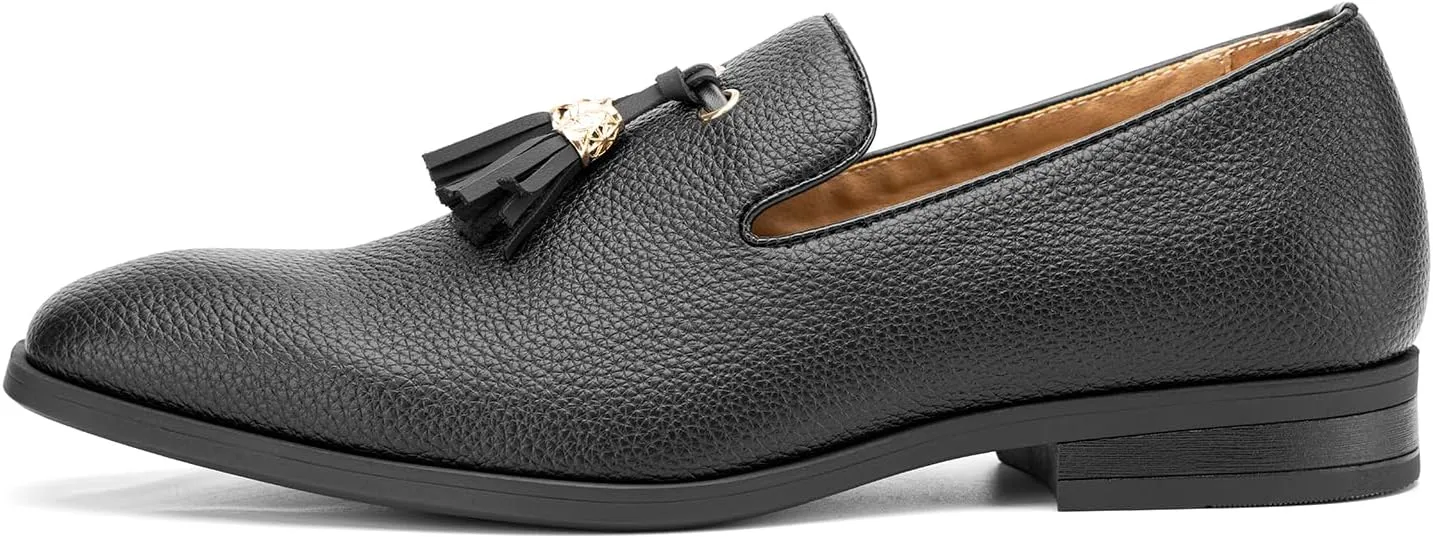 JITAI Men's Slip On Dress Casual Loafers with Tassel and Penny, Perfect for Weddings and Disco Nights, Fashionable Tuxedo Shoes with Comfortable Rubber Sole.