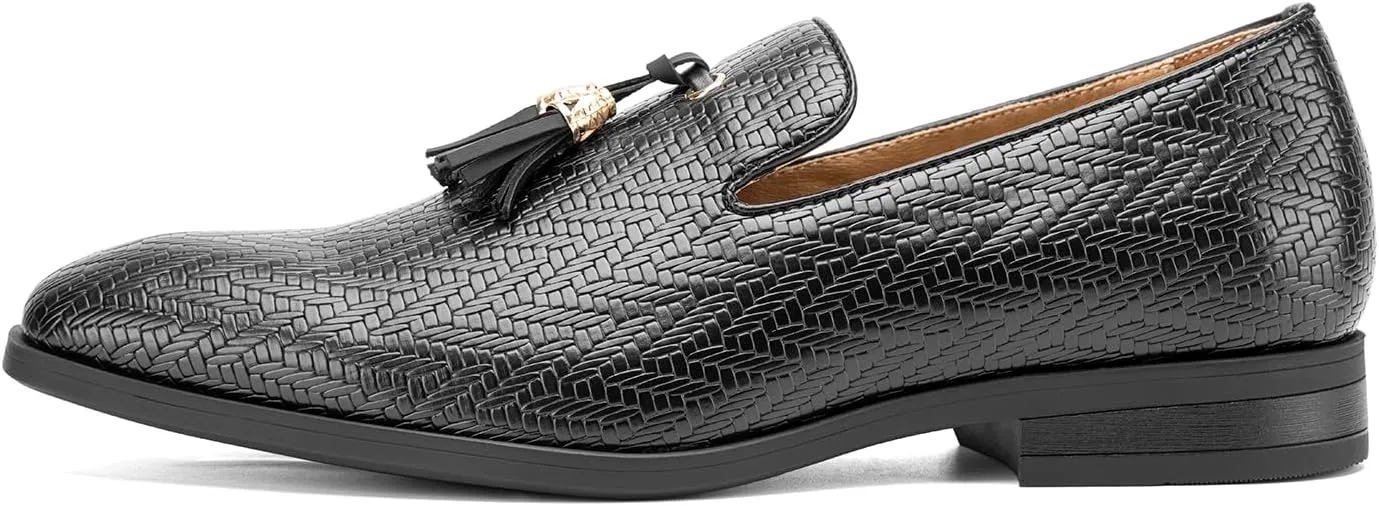 JITAI Men's Slip On Dress Casual Loafers with Tassel and Penny, Perfect for Weddings and Disco Nights, Fashionable Tuxedo Shoes with Comfortable Rubber Sole.