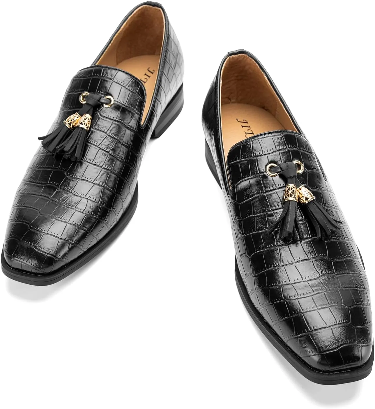 JITAI Men's Slip On Dress Casual Loafers with Tassel and Penny, Perfect for Weddings and Disco Nights, Fashionable Tuxedo Shoes with Comfortable Rubber Sole.